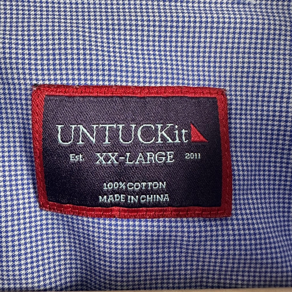 UNTUCKit Rossese Shirt Mens 2XL Blue Check Regular Fit Button Down Long Sleeve - Picture 3 of 15